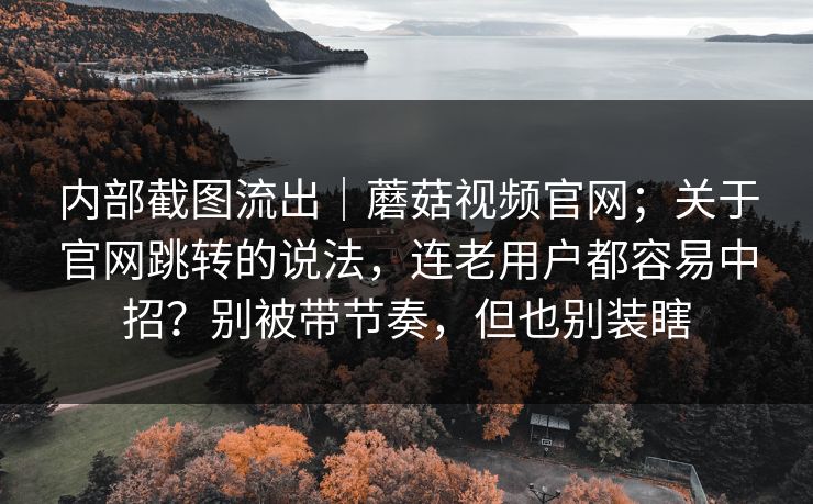 内部截图流出｜蘑菇视频官网；关于官网跳转的说法，连老用户都容易中招？别被带节奏，但也别装瞎